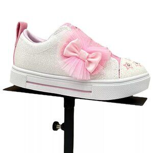 Skechers Toddler Girl's Twinkle Toes Slip-on Sneakers Size 9 White/Pink Glitter